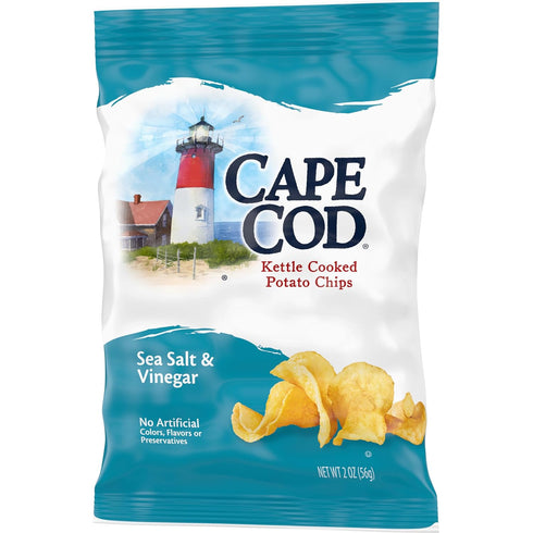 2 Oz (Pack 6) Cape Cod Potato Chips, Sea Salt and Vinegar Kettle Chips