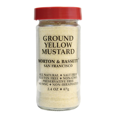 Morton & Bassett Ground Yellow Mustard, 2.4oz Salt-Free, Non-GMO, Tangy & Bold