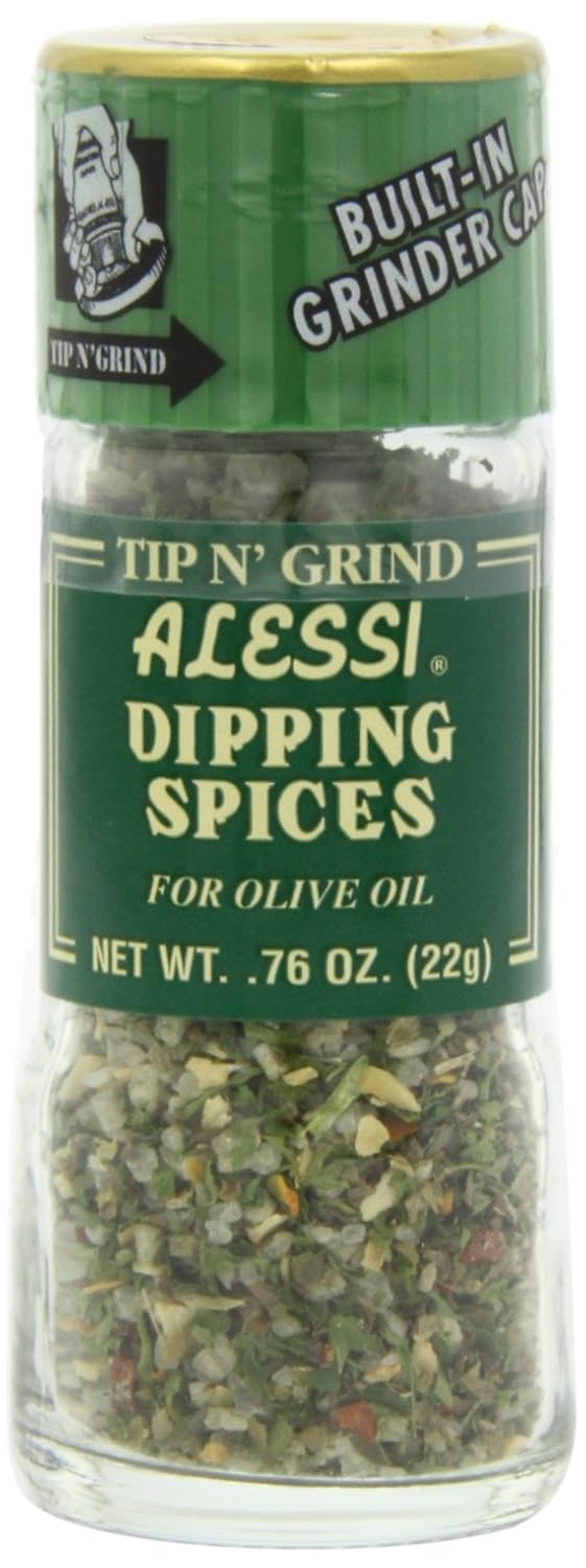 Alessi Herb & Seasoning Grinder, Dipping Spices for Olive Oil, Tip n' Grind, Garlic, 0.76 Ounce (Pack of 4)