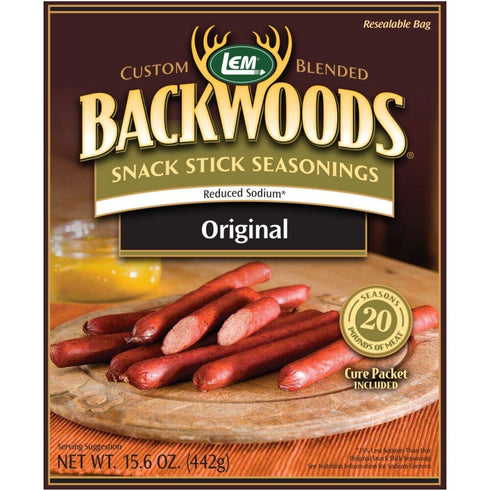 LEM Products Backwoods Reduced Sodium Original Snack Stick Seasoning, 15.6 Ounce Packet, Ideal for Wild Game