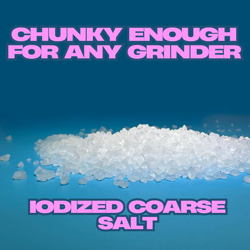 16 Iodized Salt for Grinder, Coarse Iodized Salt for Grinder Refill Ounce Resealable Bag