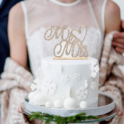 Mr and Mrs Love Cake Topper, Gold Crystal Rhinestone Wedding Anniversary Party Decoration