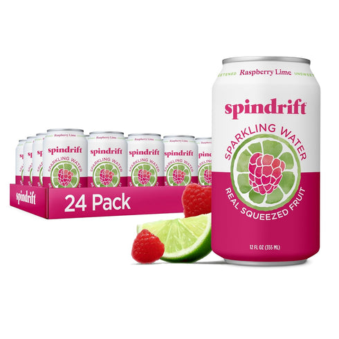 Spindrift Sparkling Water, Raspberry Lime Flavored, Made with Real Squeezed Fruit, Only