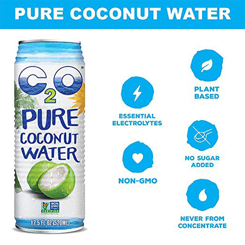 C2O 17.5 OZ (Pack 12) Pure Coconut Water with Mango | Plant Based | Non-GMO | No Added Sugar | Essential Electrolytes |