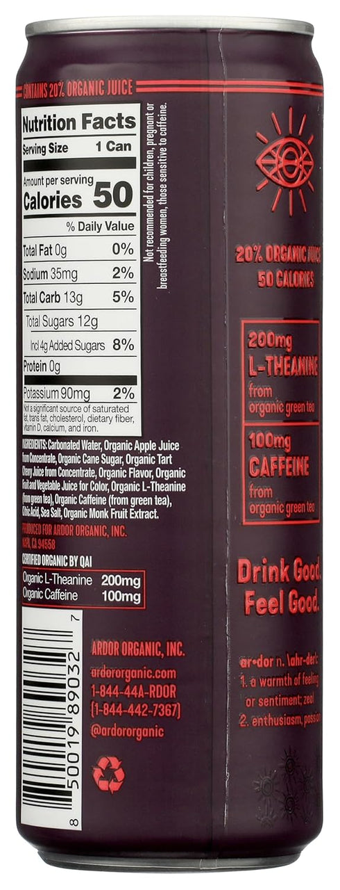 12 Oz Ardor Organic Black Cherry Sparkling Energy Water, Fl