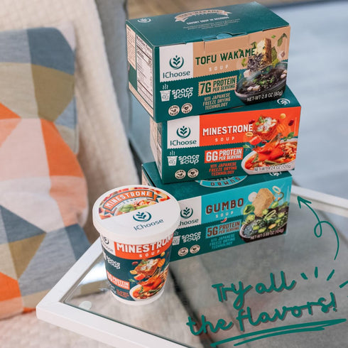 26g Packets, 4-Pack, (2.8 Oz 80g 4), Space Soup Instant Soup, Plant-Based & Ready in Minutes / (Box of Tofu Wakame)