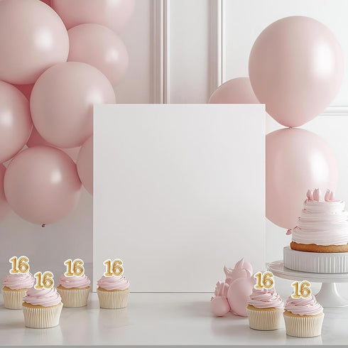 LcingTify 50 16th 16 16 16th 16 PCS Edible Birthday Cupcake Toppers Gold Wafer Paper Sweet Hello Cake Toppers Edible