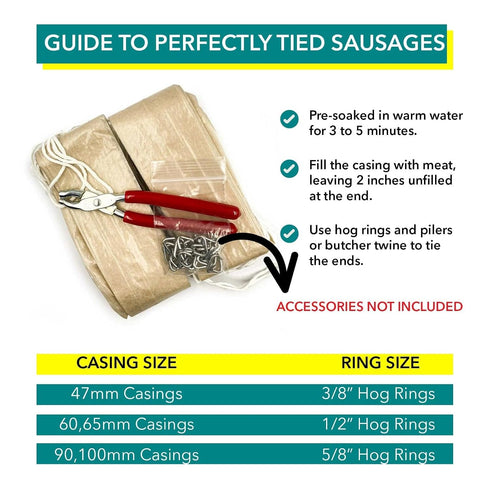 60mm 10 Pack, 2 3/8" 24 1.3 Lbs The Sausage Maker Clear Collagen Casings For Sausage Making - Non-Edible Casing
