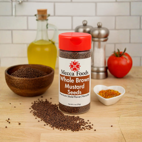 6 oz Packed Brown Mustard Seeds PET Jar Whole Mustard Seed Spice for Cooking, Pickling, Indian Cuisine & Homemade
