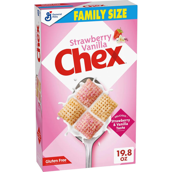 Strawberry Vanilla Chex Cereal, Gluten Free Breakfast Cereal, Made with Whole Grain,