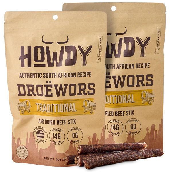 Howdysnax Handcraft Authentic Small Batch Drowors Beef Sticks Sugar Free, Soy Free,
