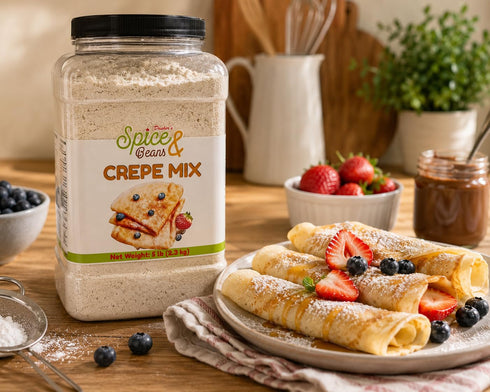 5 lb Crepe Mix, Easy Crepe Batter Mix for Sweet & Savory Crepes, Breakfast & Dessert Mix, by Dashers Spice & Beans