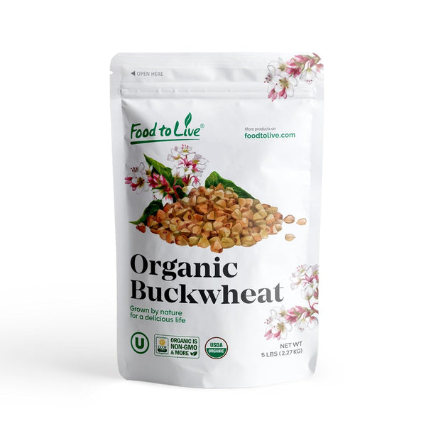 Food to Live Organic Whole Grain Buckwheat Flour, 5 Pounds Non-GMO, Kosher,