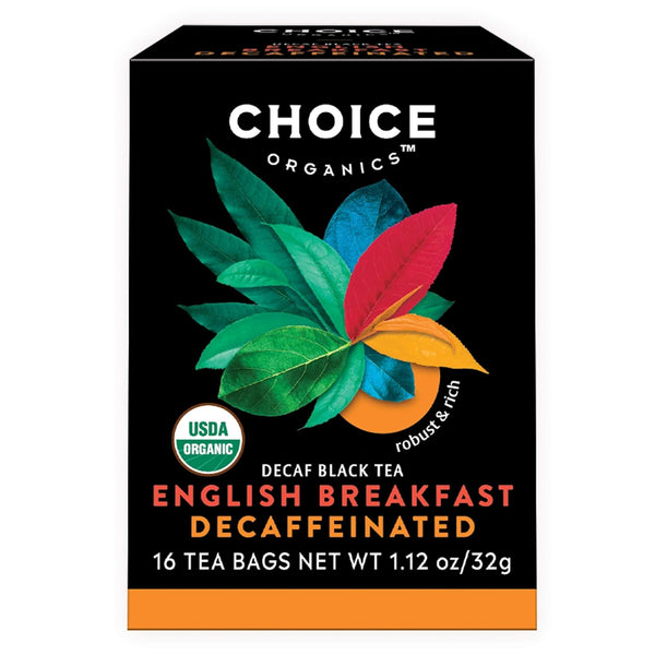 Choice Organics Organic Decaffeinated English Breakfast Tea, 1 Pack, 16 Organic Black Tea Bags