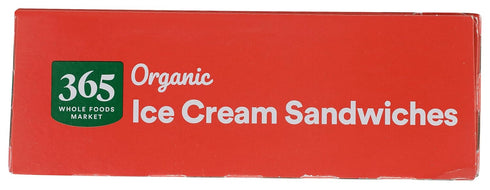 365 by Whole Foods Market 6 Count, 21.9 Oz , Ice Cream Sandwiches Organic Fl