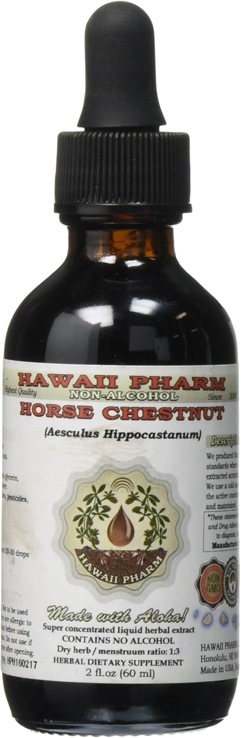 Organic Horse Chestnut Alcohol-Free Liquid Extract, 2 oz Glycerite Dried Nuts (Aesculus hippocastanum)