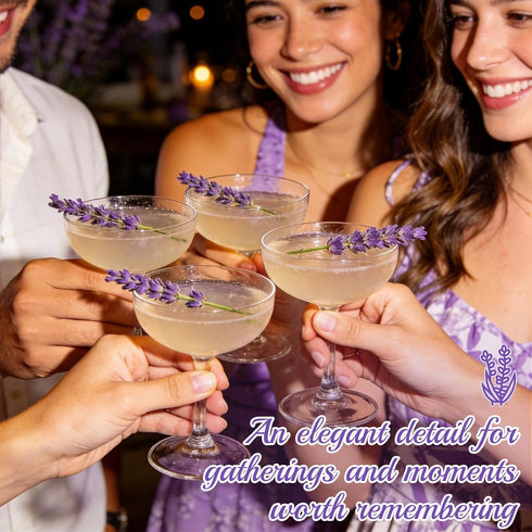 Curnue 100+ 6.69'' 1.27oz(36g) Edible Lavender Sprigs for Cocktails & Dessert, Edible Flowers for Drinks Garnish Tea