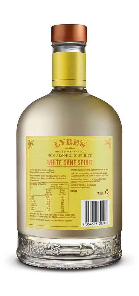 700mL Lyre's White Cane Non-Alcoholic Spirit - White Rum Style | Award Winning |