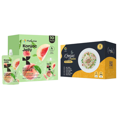 Hethstia Konjac Healthy Bundle Peach Konjac Jelly & Low-Carb Fettuccine Shirataki Noodles