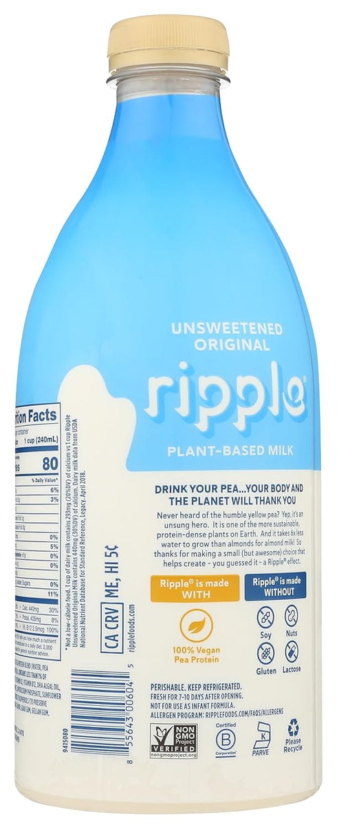 48 Oz Ripple, Pea Milk, Original, Unsweetened