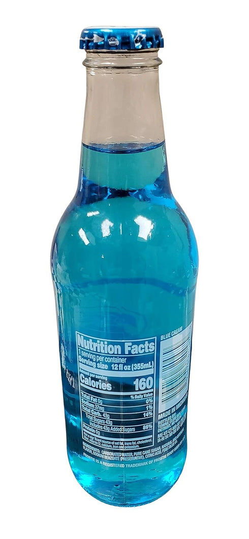 12 4) Frostie Soda ounce Glass Bottles (Blue Cream
