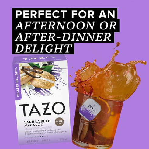 15CT (1ea) Pack) TAZO Tea Bags, Glazed Lemon Loaf Herbal Tea, & Vanilla Bean Macaron Black Tea (Variety
