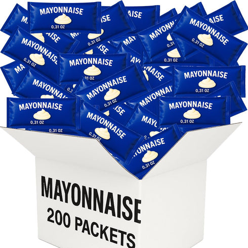 Generic Mayonnaise Packets, Single Serve Mayo Condiment 200 Pack Bulk Case, For Sandwiches,