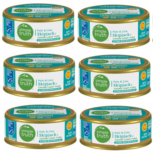 Generic Pack Of 6 Simple Truth Pole & Line Skipjack Chunk Light Tuna