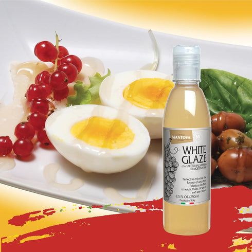 8.5 oz. Mantova White Glaze with Balsamic Vinegar, Perfect for Ice Cream, Marinades, Cocktails, Pasta Sauce, Salad