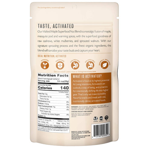 Living Intentions Sprouted Organic Nut Blend – Malted Maple – Non-GMO, Gluten Free, Vegan Paleo – 4 Ounce