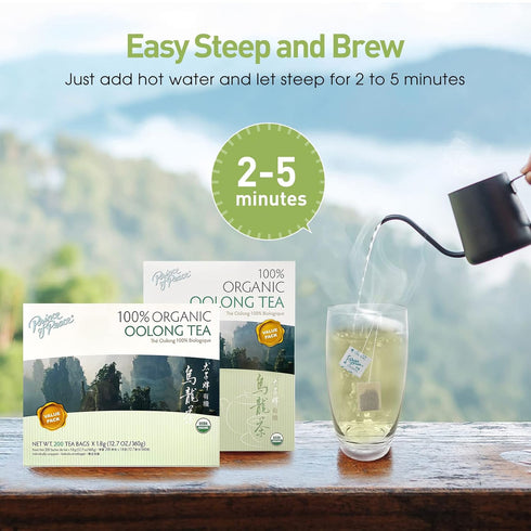 100% 200 Prince of Peace Organic Oolong Tea, BEST VALUE Family Size, Tea Bags