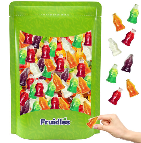 Fruidles Mini Soda Gummy Pop Candy Mix, Delicious Multicolor Fruit Flavors, Party