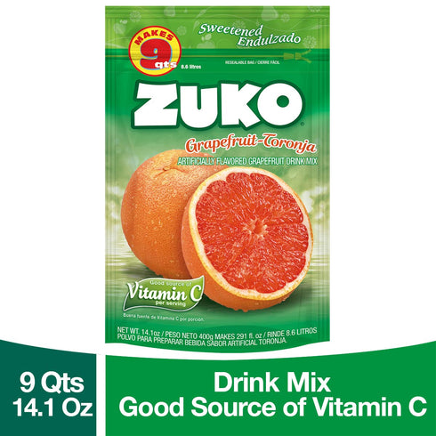 Pack, 14.1 oz (Pack 6) Zuko Grapefruit Powdered Drink Mix Family No Added Sugar Needed