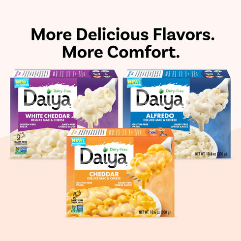 10.6 oz (Pack 8) Daiya Dairy Free Gluten Free White Cheddar Deluxe Mac & Cheese, Vegan Plant Based Rice Pasta