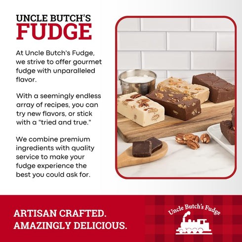 4-Piece 70+ (32 oz) 1 Pack Uncle Butchs Fudge Gift Box Custom Flavors Sampler Made with Real Butter Handcrafted Fudge