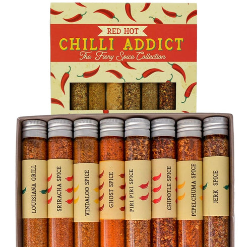 eat.art Red Hot Chilli Addict | Gourmet Fiery Red Hot Spice Blends | 8-Pack Gift Set