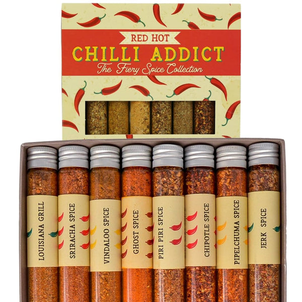 eat.art Red Hot Chilli Addict | Gourmet Fiery Red Hot Spice Blends | 8-Pack Gift Set