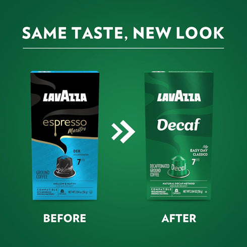 (60 Packaging Lavazza Espresso Maestro Decaf (DEK) Aluminum Capsules Compatible with Nespresso* Original Machines