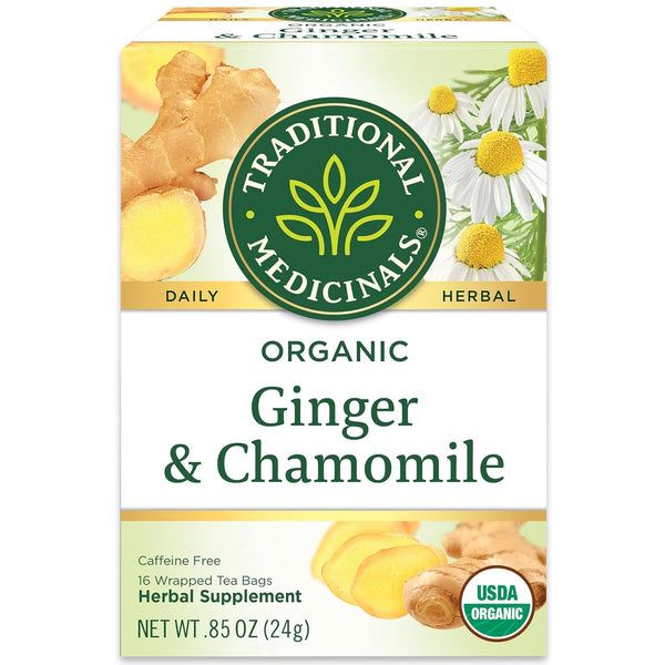 Traditional Medicinals Organic Ginger & Chamomile Herbal Tea, Relieves Occasional Indigestion or