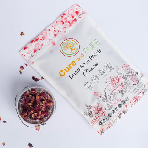 4 oz Cure Wid Pure Certified Organic Dried Rose Petals Food-Grade Edible Rose Petals for Tea,Cocktails,Baking,Skincare