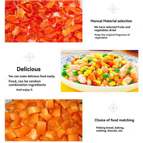 JIDUQIU 250g/8.81OZ Diced carrots Dehydrated Carrot Cubes Carrot Snack.