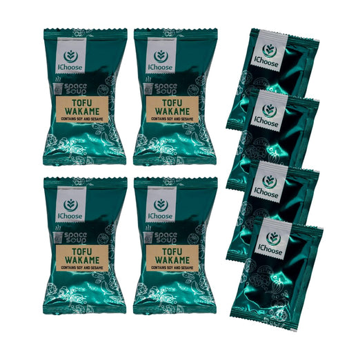 26g Packets, 4-Pack, (2.8 Oz 80g 4), Space Soup Instant Soup, Plant-Based & Ready in Minutes / (Box of Tofu Wakame)