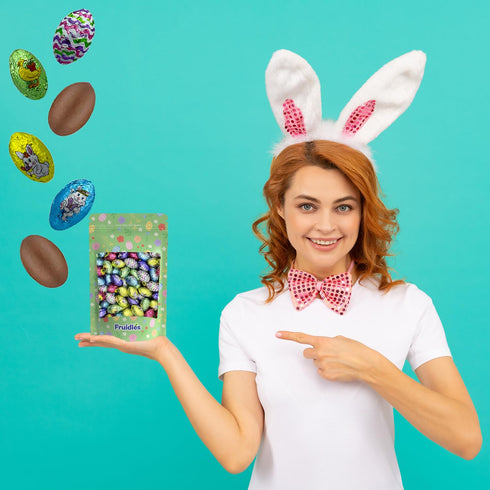 50 Easter Double Crisp Chocolate Eggs Half-Pound, Happy Easter Day, Party Bag Fillers, Individually Wrapped, Approx.