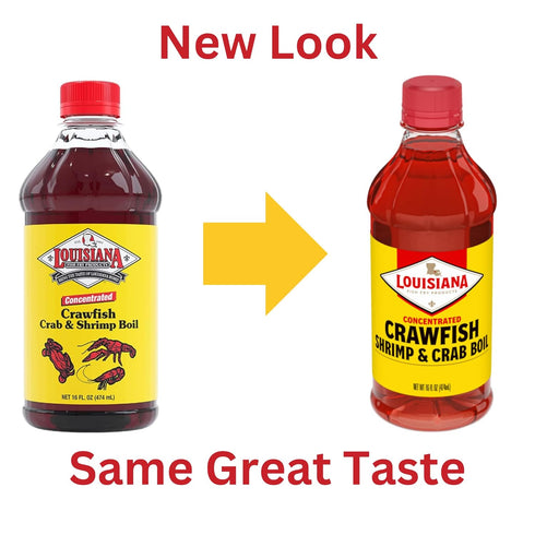 Louisiana Fish Fry Products Crawfish, Shrimp & Crab Concentrated Liquid Boil Seasoning - Spicy & Delicious Seafood Complete Seasoning - Low Salt Cajun Seasoning 16 oz (Pack of 1 Bottle)