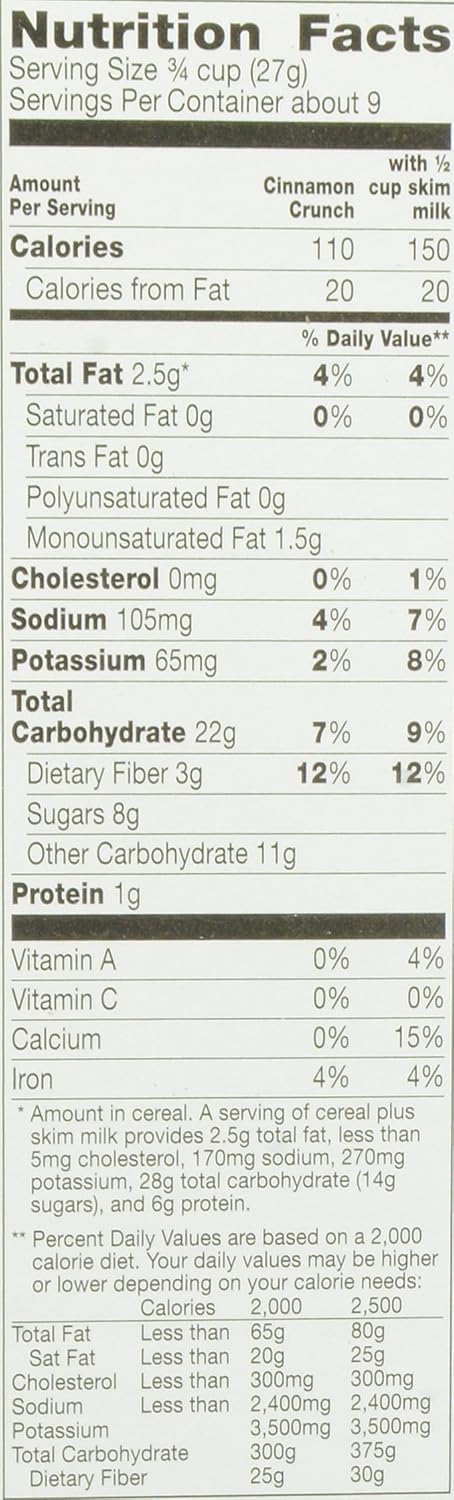 9.2 oz (Pack 2) Cascadian Farm Organic Cinnamon Crunch Cereal Box