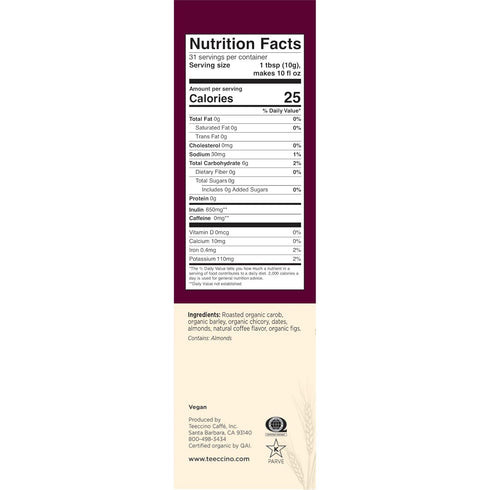 Pack 11 (Pack 3) Teeccino Herbal Coffee Variety - Hazelnut, Mocha and Java - Ground Herbal Coffee Thats Prebiotic