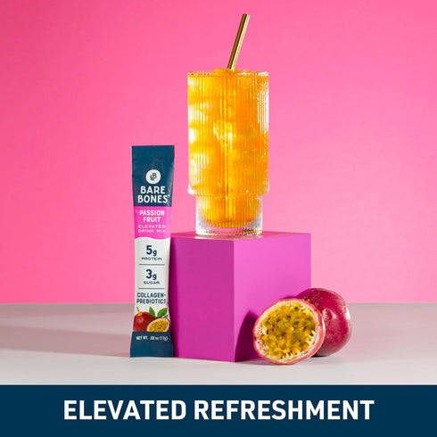 Packs 5g 16 Packets (.60 oz) Bare Bones Passion Fruit Elevated Drink Mix | Light & Flavorful | Gluten-Free & Naturally