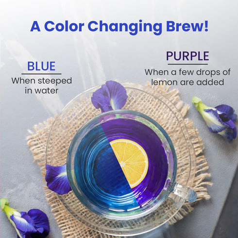 BLUE TEA - Butterfly Pea Flower Tea, 10 Tea Bags, Herbal, Caffeine Free, Plant Based, Super Anti-Oxidant