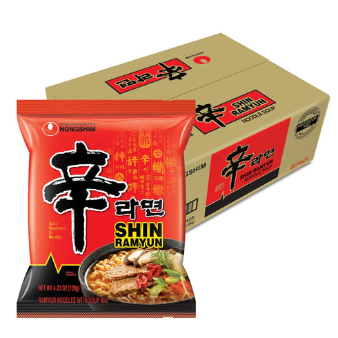 Nongshim Shin Ramyun Noodles, Spicy Korean Signature Instant Ramyun, Rich Beef Flavored