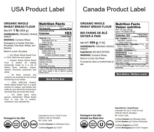 1 Food to Live Organic Whole Wheat Bread Flour, Pound - Whole Grain, Unbleached, Non-GMO, Kosher, Unbromated, Raw